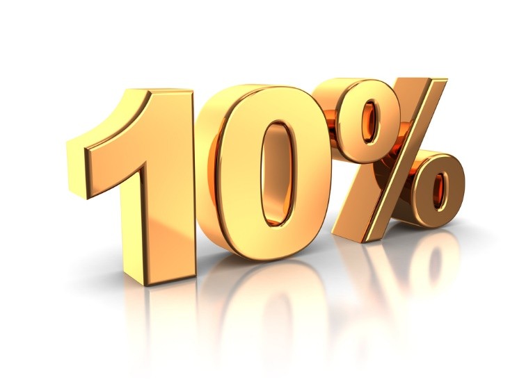 Ten percent visual emphasizing gradual progression.