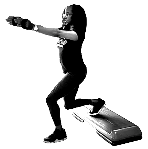 Person performing a force absorption step-down exercise