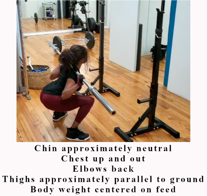 Barbell squat lowered position from Figure 9.1.